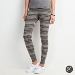 Roots 100% Cotton Knit Fair Isle Jogger Cuff Pull On Stretch Legging Size Small